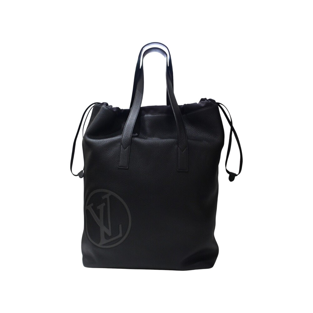 Louis Vuitton Cabas Tote Bag Black Taurillon Leather LV Circle